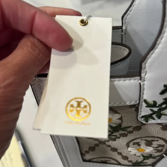 Tory Burch Ella Jacquard Embroidered Quadrant Tote - Picture 9 of 14